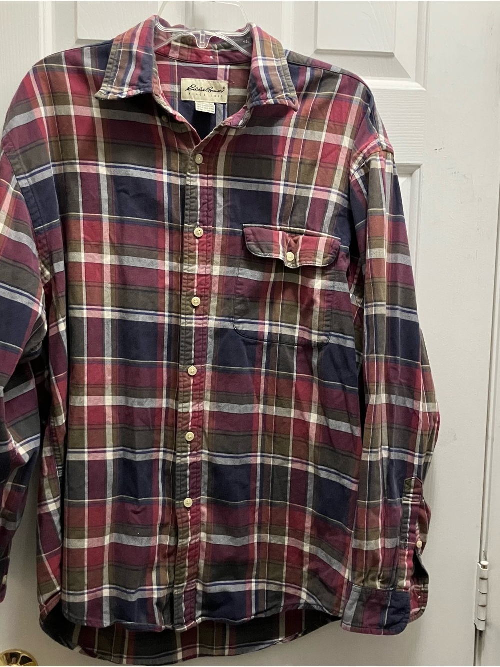 Eddie Bauer Men's Flannel Shirt Button Front Long Sleeve Size L